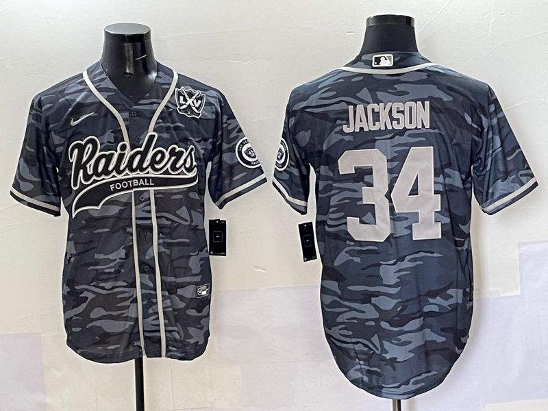Men 2025 Oakland Raiders 34 Jackson Camo Joint Name Nike Limited NFL Jersey style 6